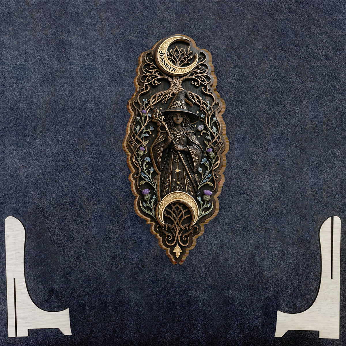 Enchanted Witch Moon Wall Decor - Personalized Witch 2 Layered Wood Sign / Wood Plaque