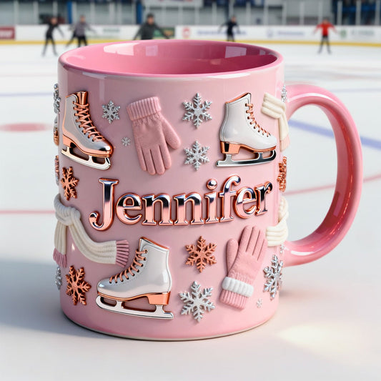 Ice Skating Makes Me Happy - Personalized Ice Skating Accent Mug & Coaster