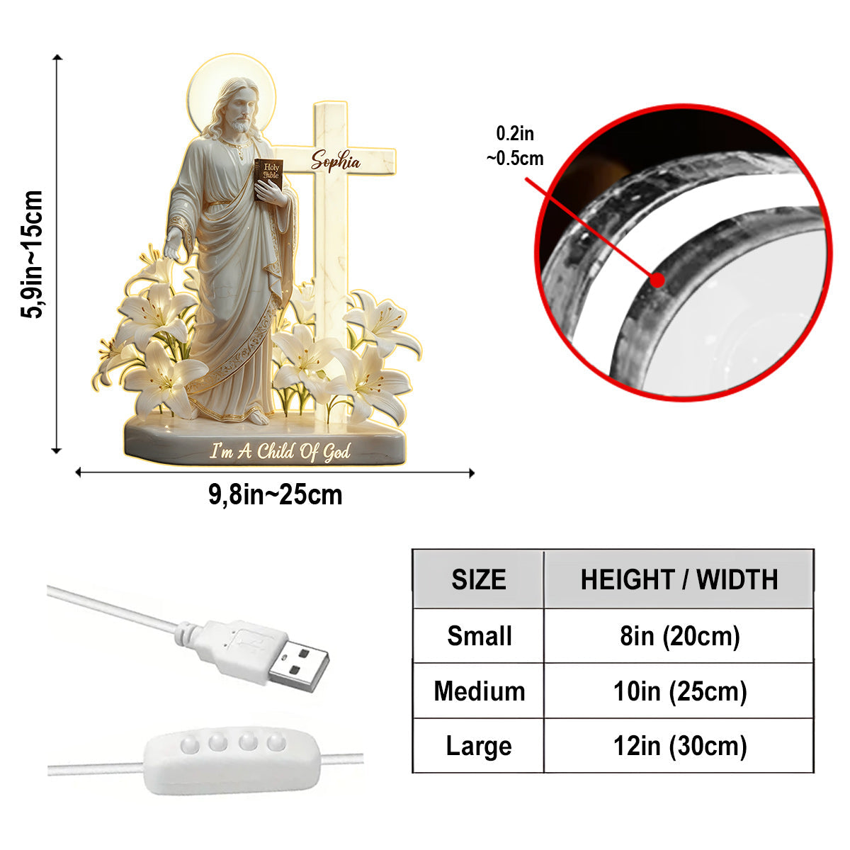 I'm A Child Of God - Personalized Christian Acrylic LED Night Light