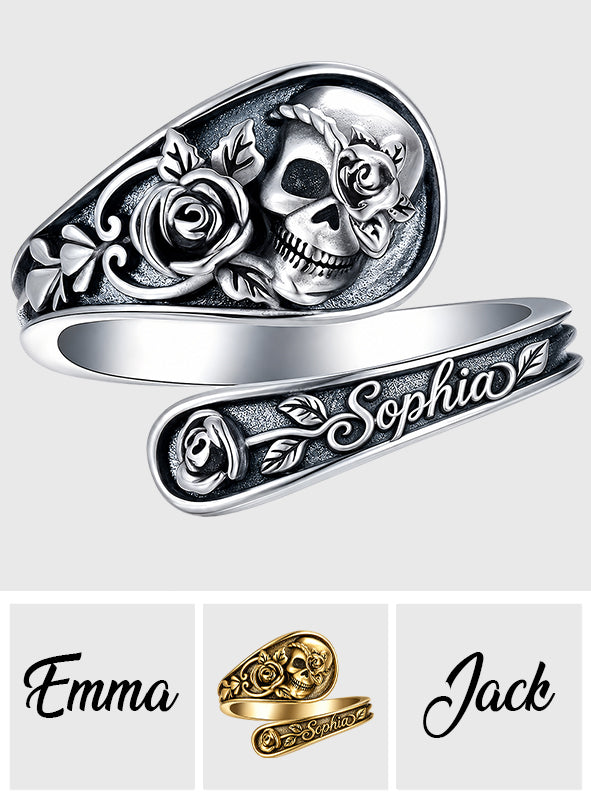 Skull & Rose - Personalized Skull Adjustable Shaped Ring
