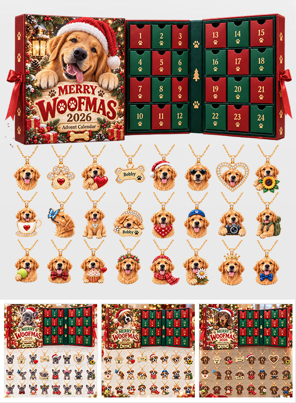 Merry Woofmas 24-Day Gift Box - Personalized Dog Advent Calendar Necklace Set