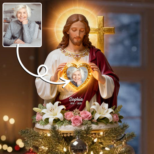 God Has You In His Arms - Personalized Christian LED Light Tree Topper