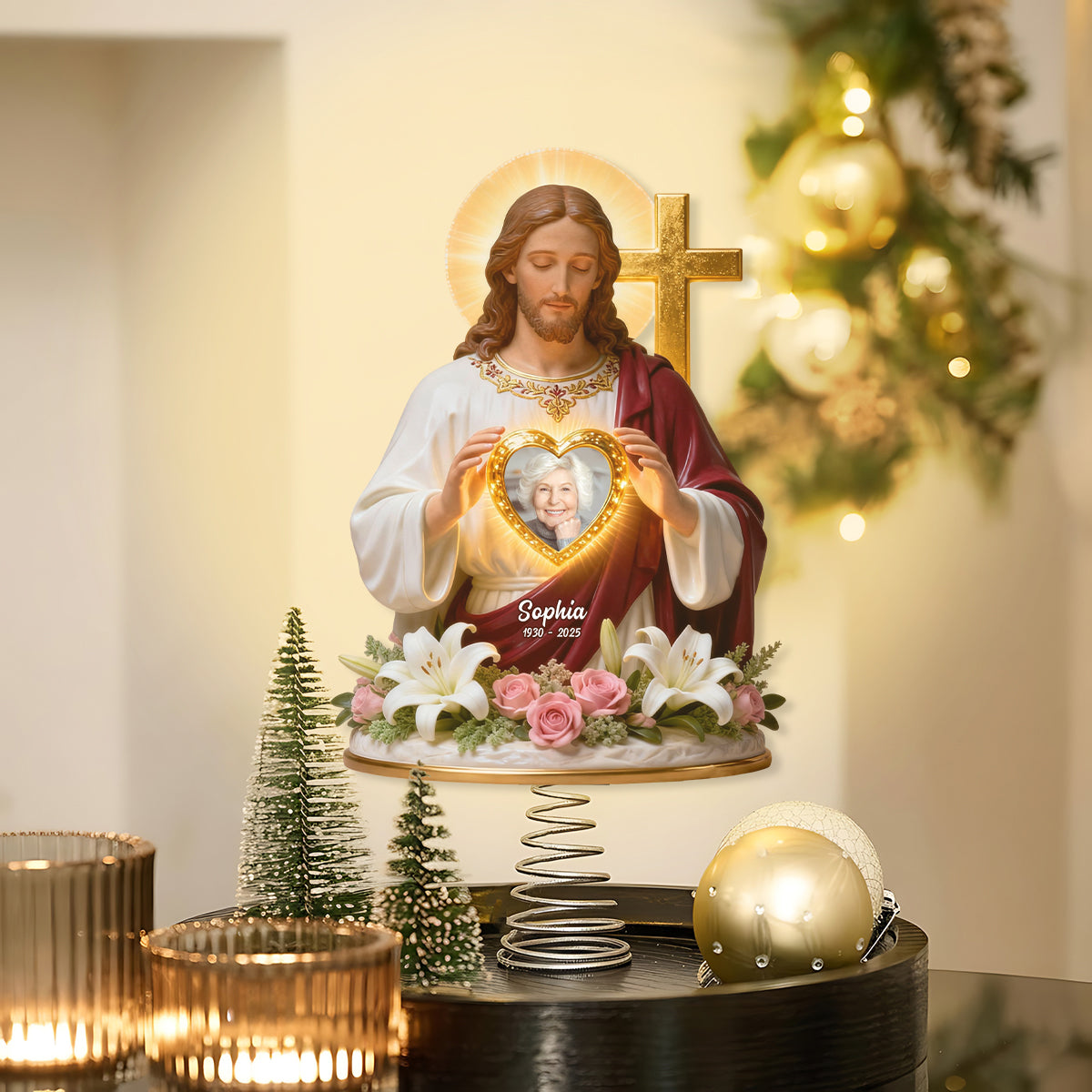 God Has You In His Arms - Personalized Christian LED Light Tree Topper