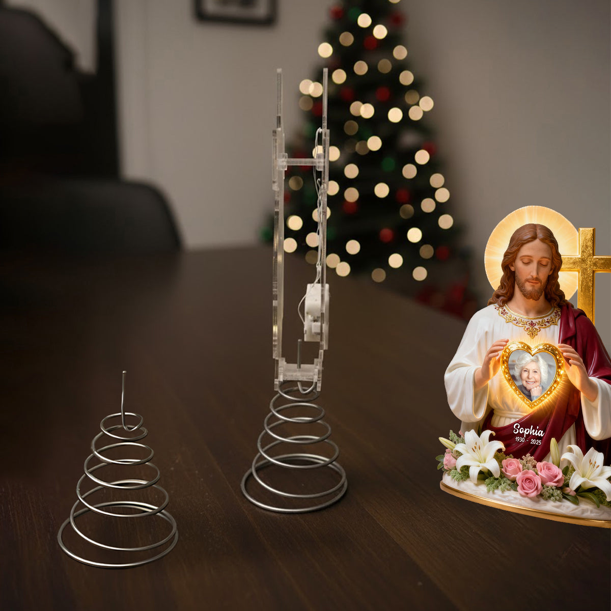 God Has You In His Arms - Personalized Christian LED Light Tree Topper