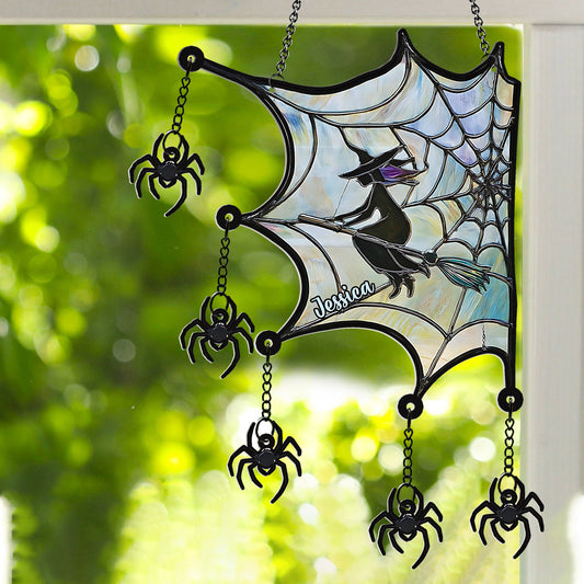 On A Dark Desert Highway Cool Wind In My Hair - Personalized Witch Window Hanging Suncatcher With Charms