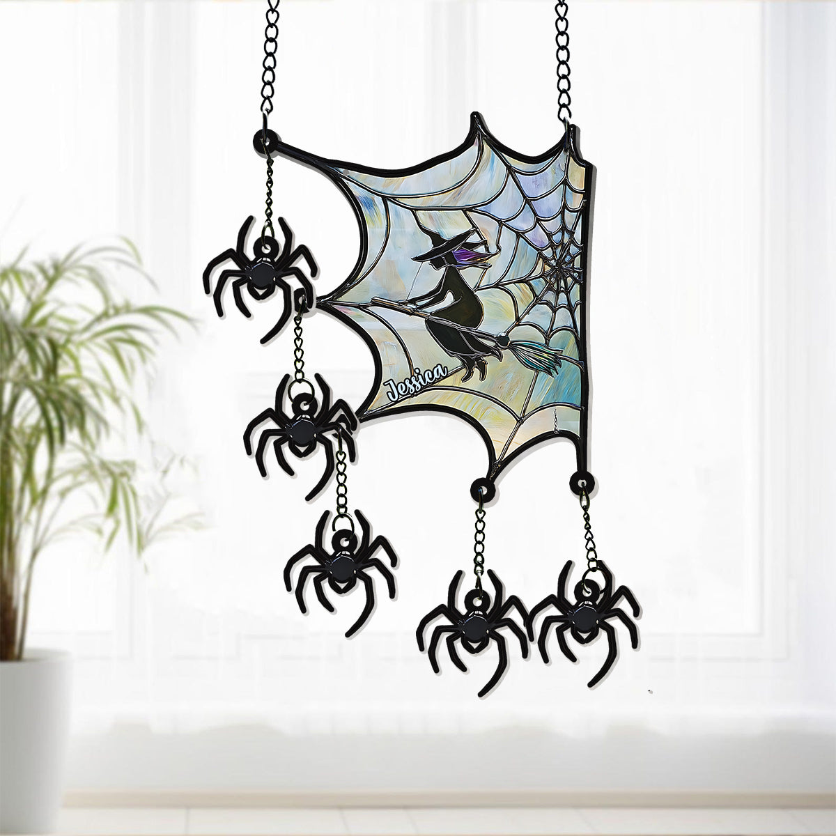 On A Dark Desert Highway Cool Wind In My Hair - Personalized Witch Window Hanging Suncatcher With Charms