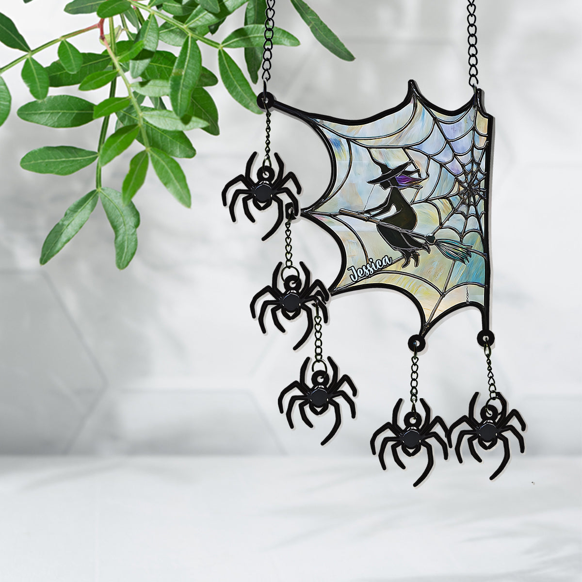 On A Dark Desert Highway Cool Wind In My Hair - Personalized Witch Window Hanging Suncatcher With Charms