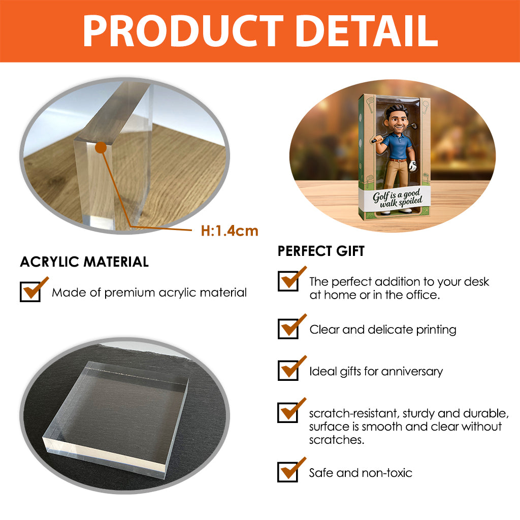 Love Golf - Personalized Golf Custom Shaped Acrylic Plaque