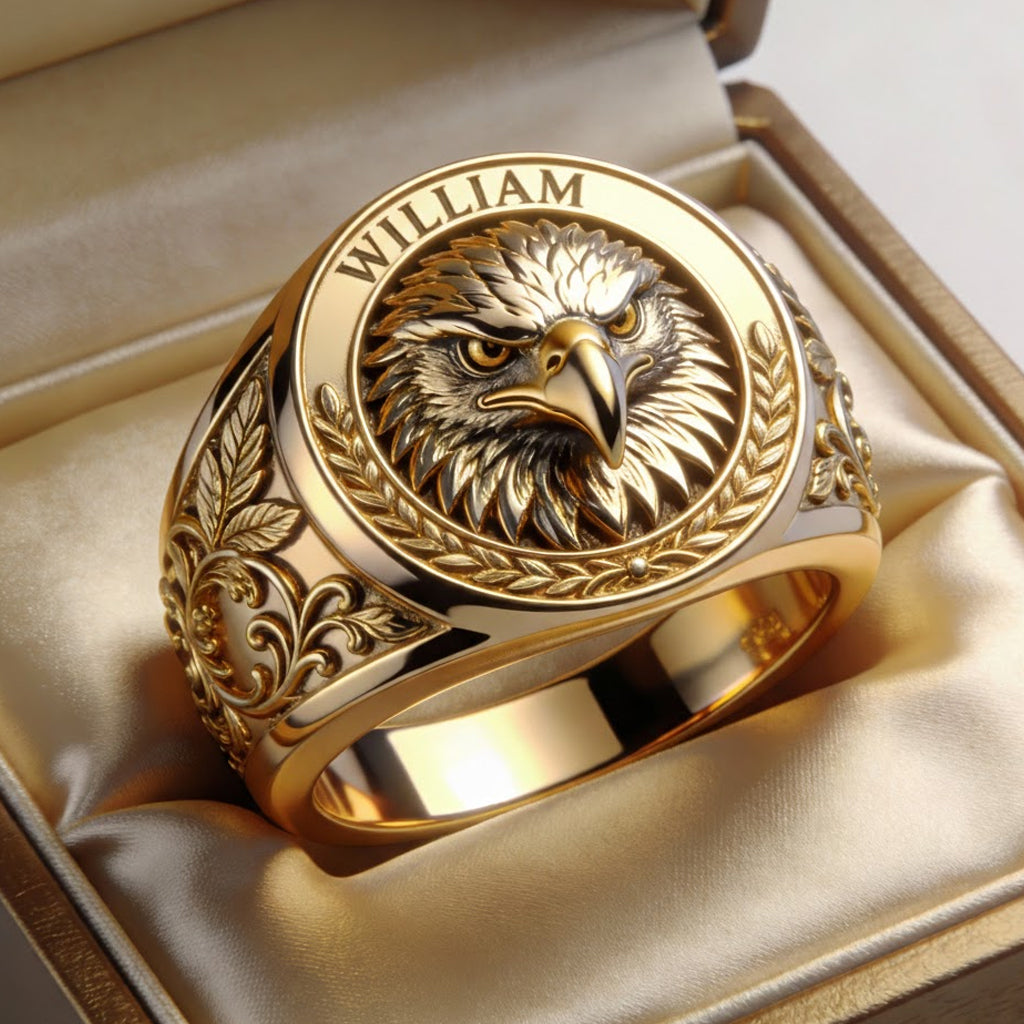 American Bald Eagle - Personalized Bald Eagle Signet Ring