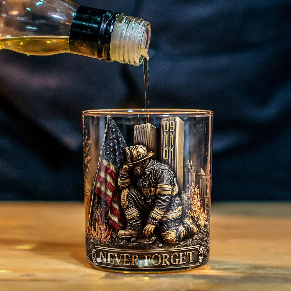 We Will Never Forget 09/11 - Firefighter Whiskey Glass