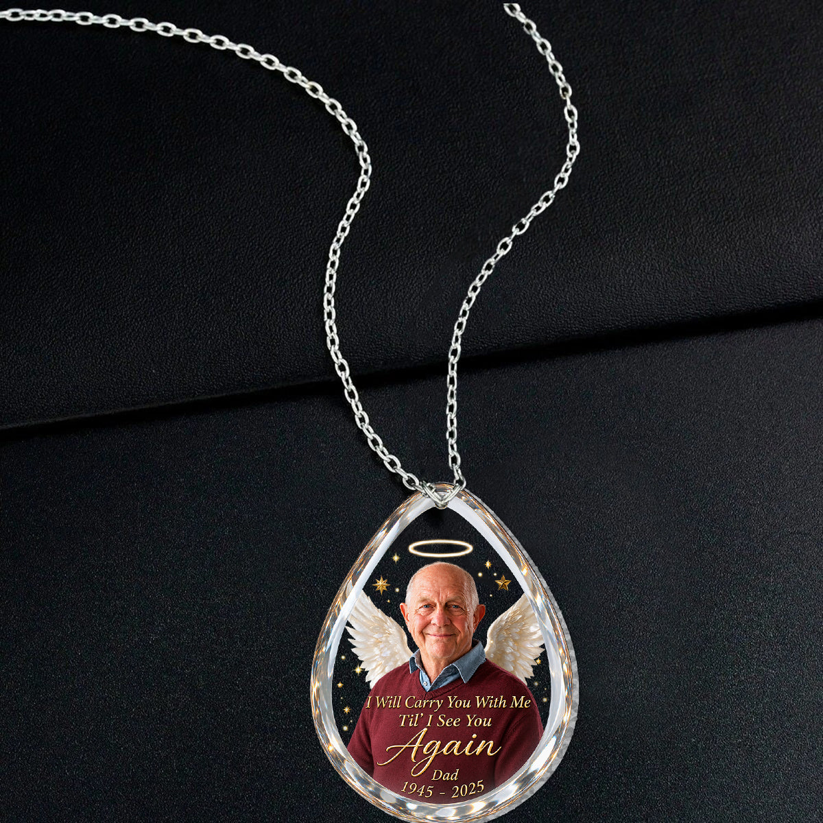 I Will Carry You With Me Till I See You Again - Personalized Memorial Shaped Acrylic Pendant Necklace