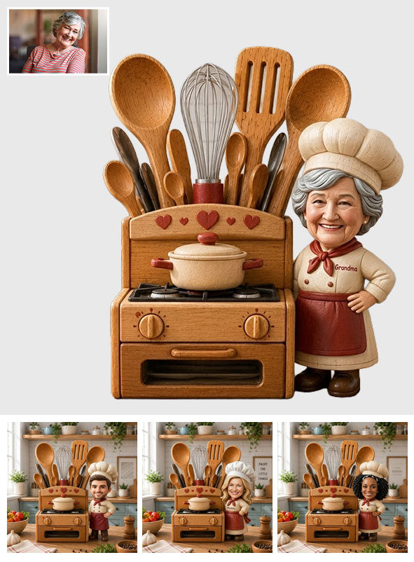 Cooking Lovers Gift Idea - Personalized Cooking Wooden Desk Organizer