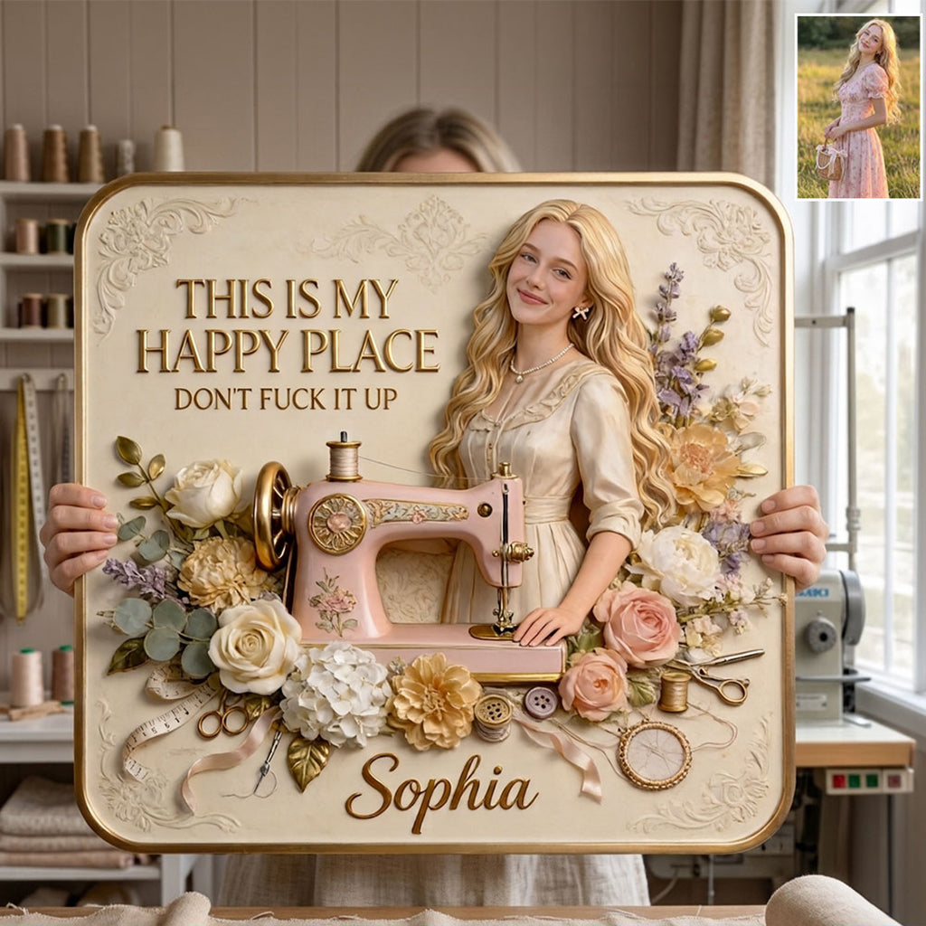 Sewing Room Decoration - Personalized Sewing 3D Printed Cut Metal Sign