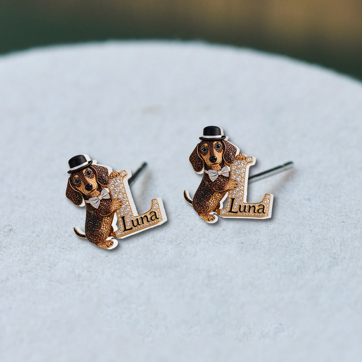 Dog Hug Letter - Personalized Dog Stud Earrings