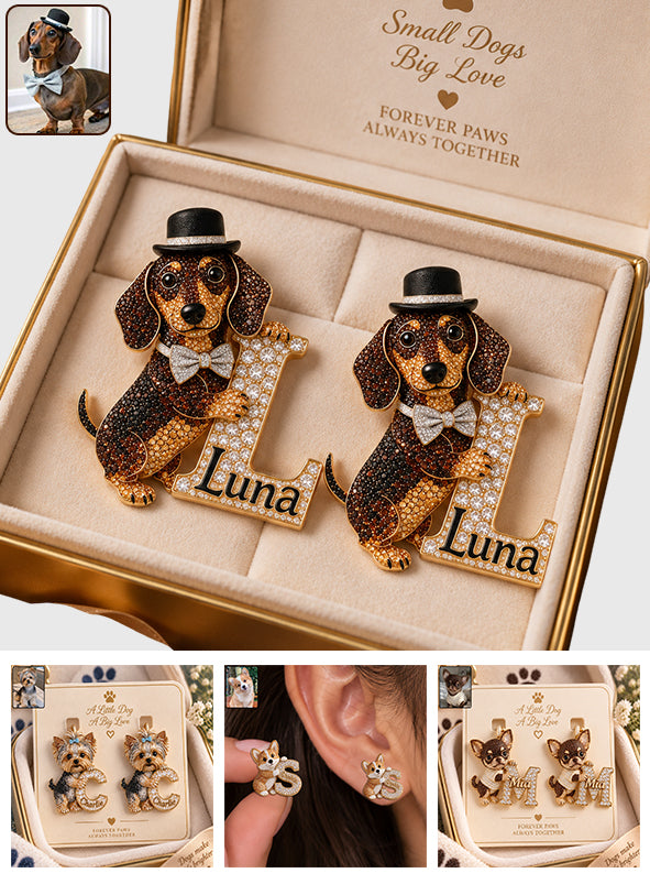 Dog Hug Letter - Personalized Dog Stud Earrings