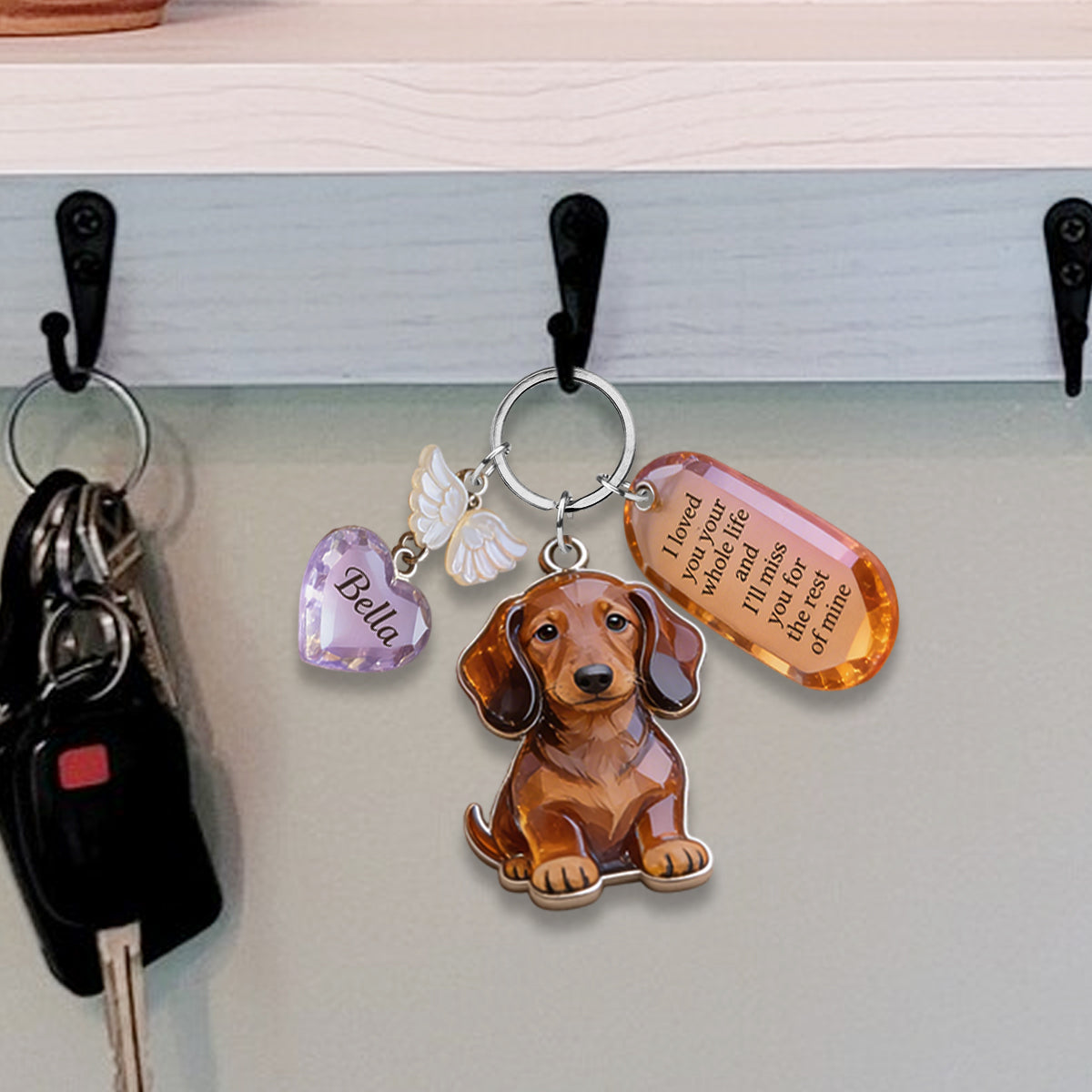 Custom Any Photo - Personalized Dog Keychain With Charms