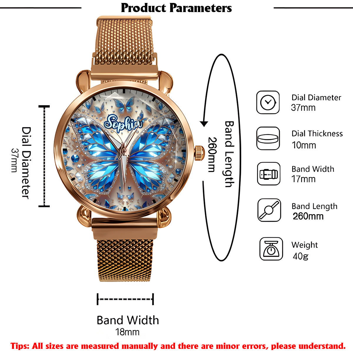 Beautiful Butterflies - Personalized Butterfly Women Hand Watch