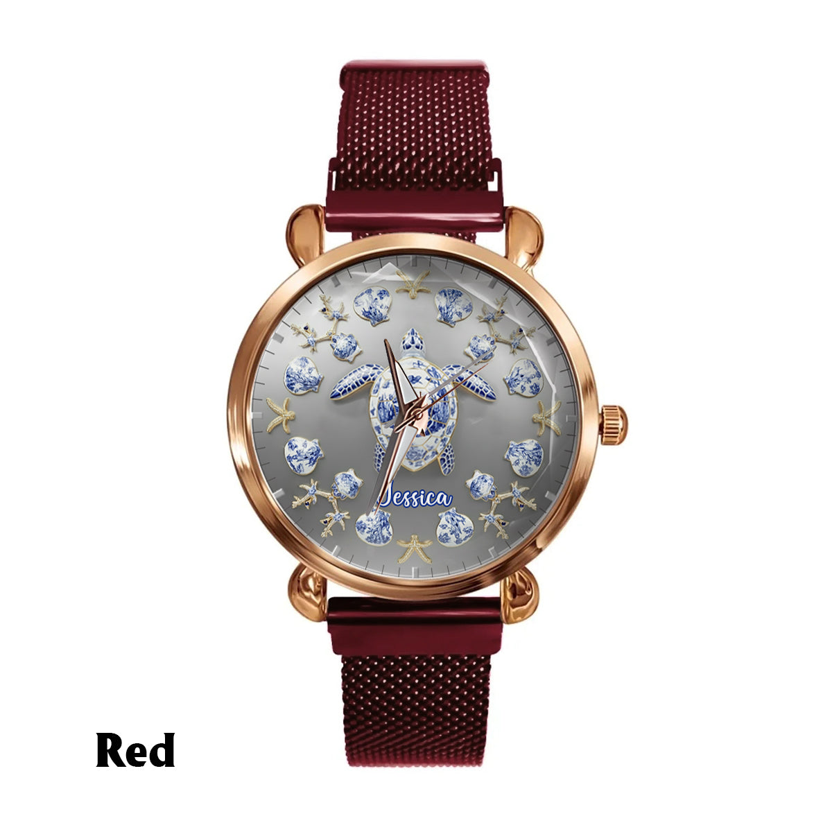 Toile De Jouy Turtle - Personalized Turtle Women Hand Watch