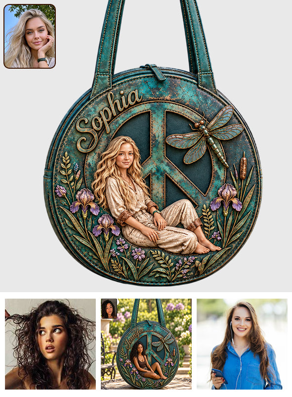 Hippie Souls - Personalized Hippie Custom Shaped Leather Tote Bag