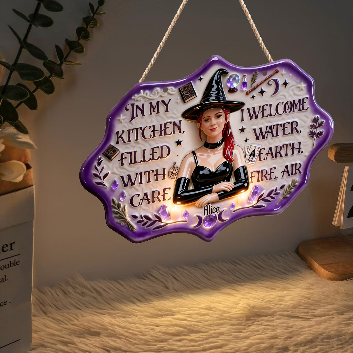 In My Kitchen - Personalized Witch LED Light Acrylic Sign