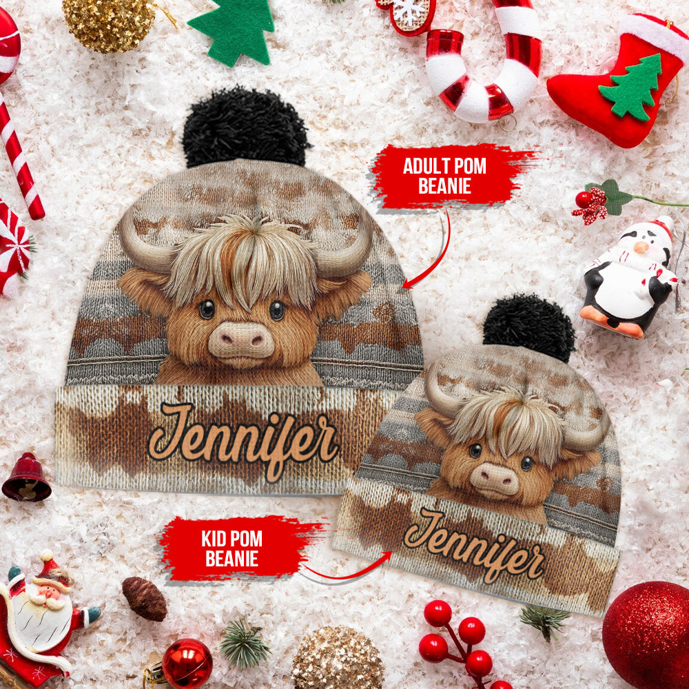Cute Highland Cow - Personalized Highland Cow Beanie Hat