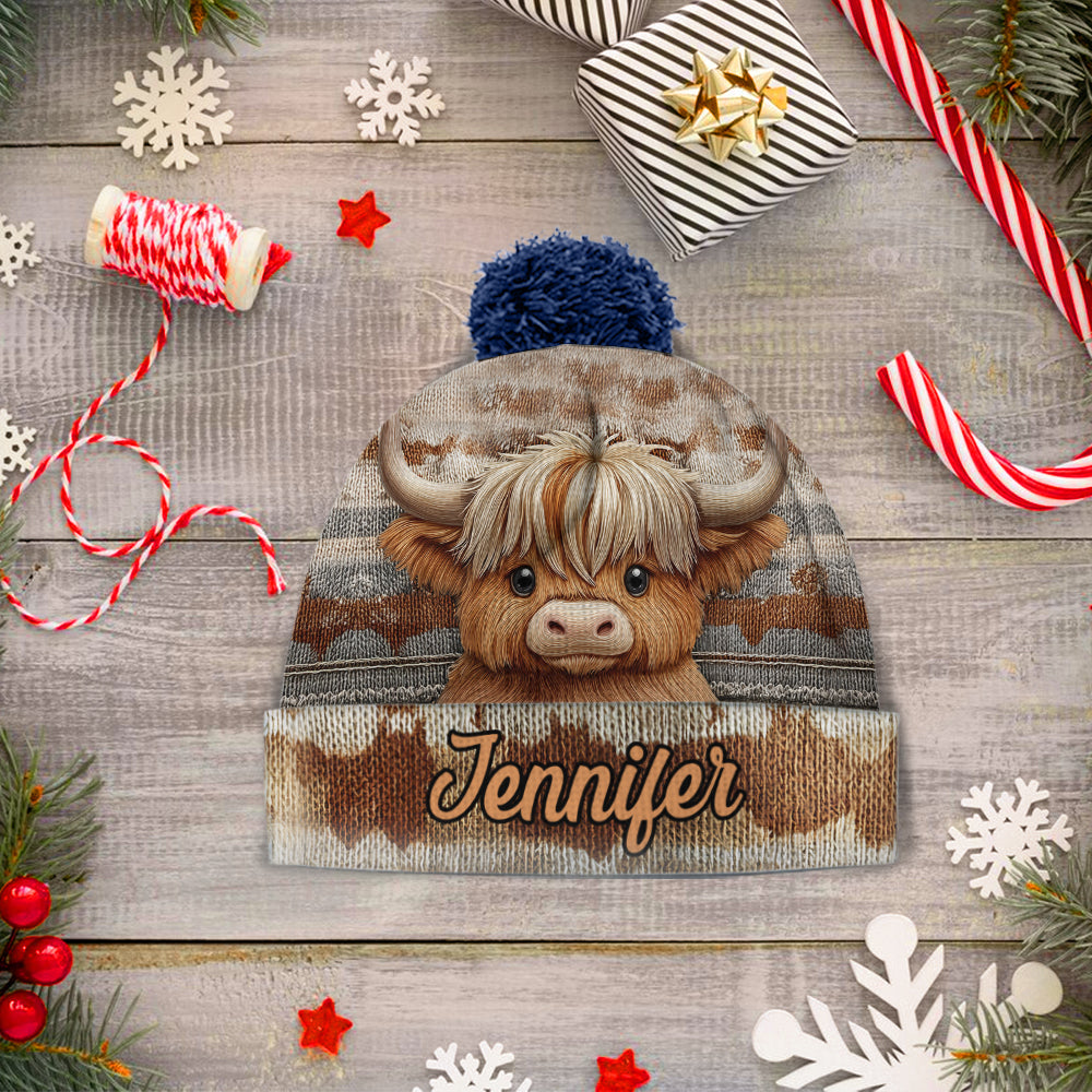 Cute Highland Cow - Personalized Highland Cow Beanie Hat
