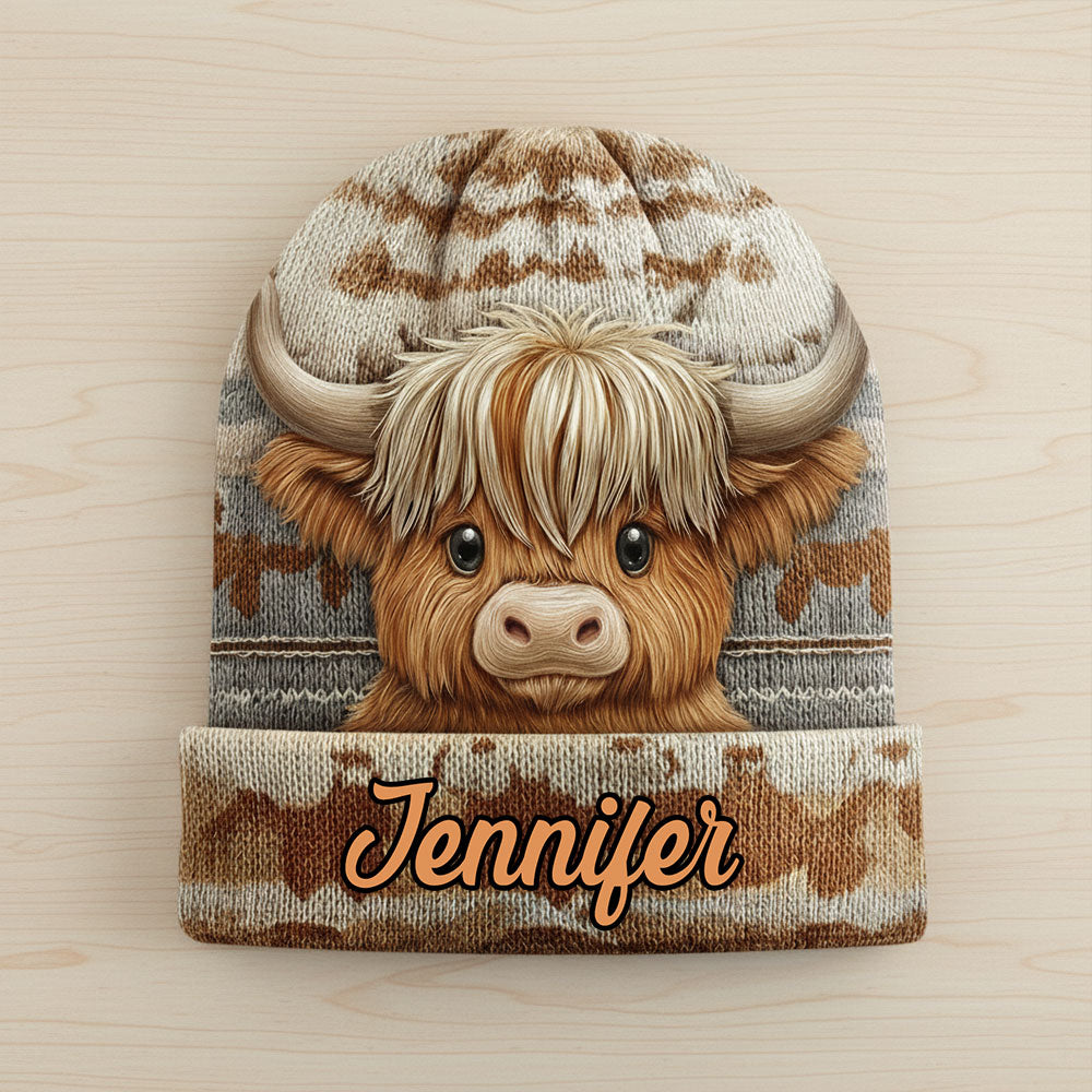 Cute Highland Cow - Personalized Highland Cow Beanie Hat
