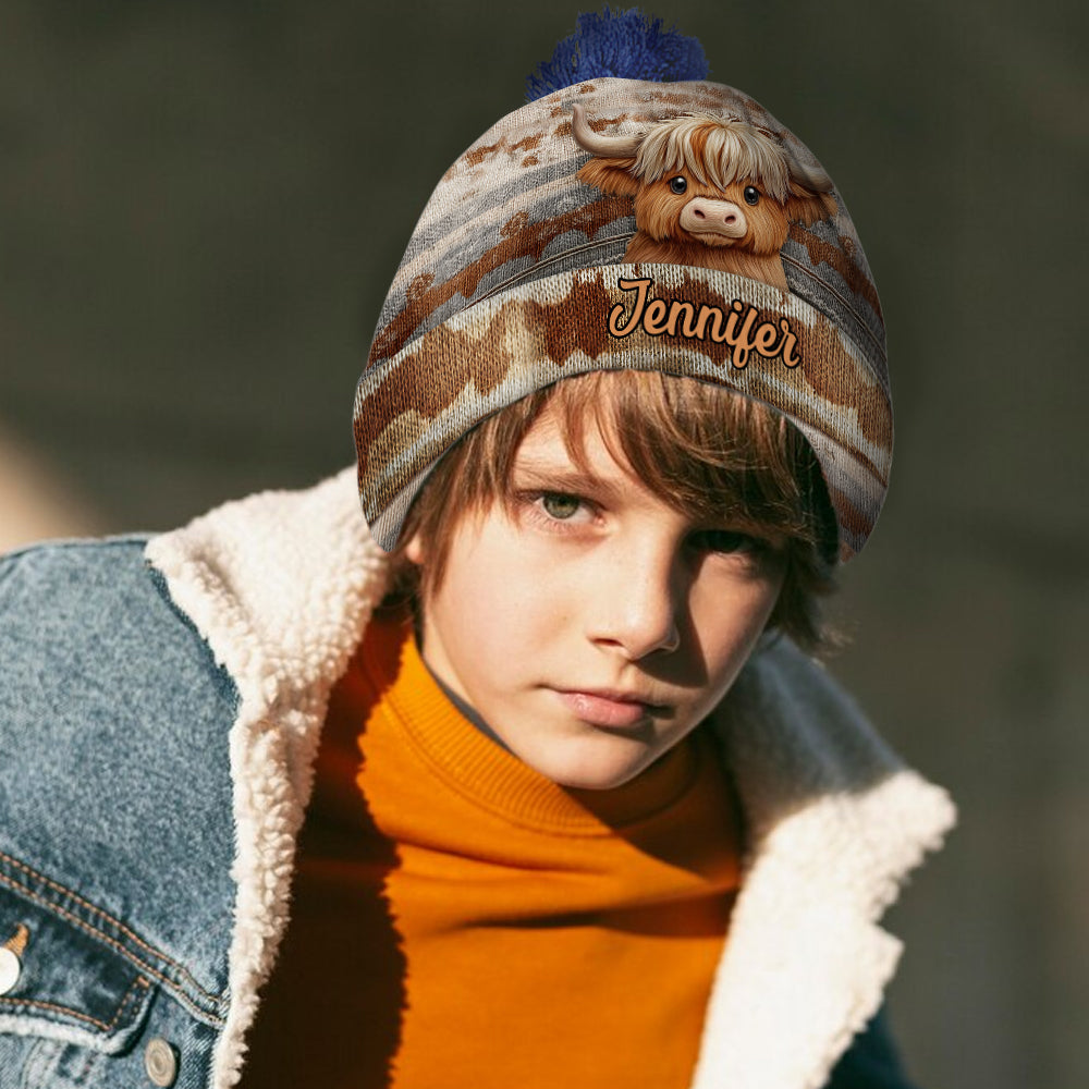 Cute Highland Cow - Personalized Highland Cow Beanie Hat