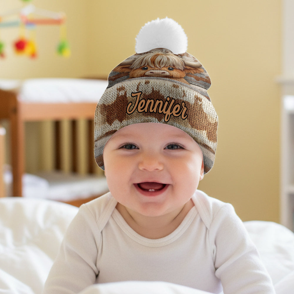 Cute Highland Cow - Personalized Highland Cow Beanie Hat