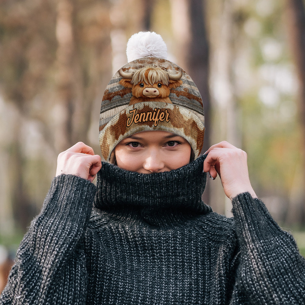 Cute Highland Cow - Personalized Highland Cow Beanie Hat