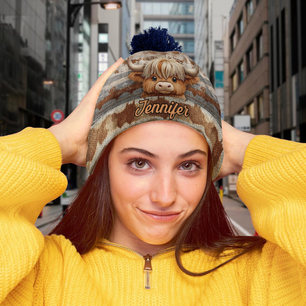 Cute Highland Cow - Personalized Highland Cow Beanie Hat