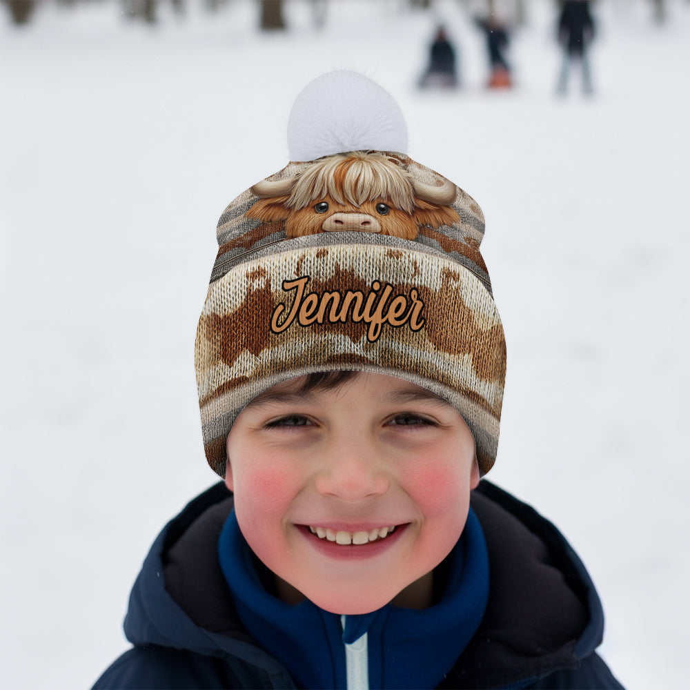 Cute Highland Cow - Personalized Highland Cow Beanie Hat