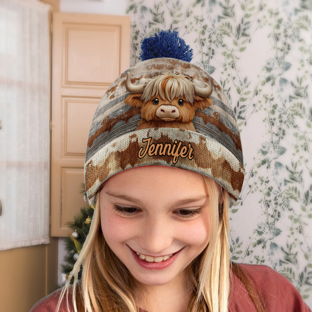Cute Highland Cow - Personalized Highland Cow Beanie Hat