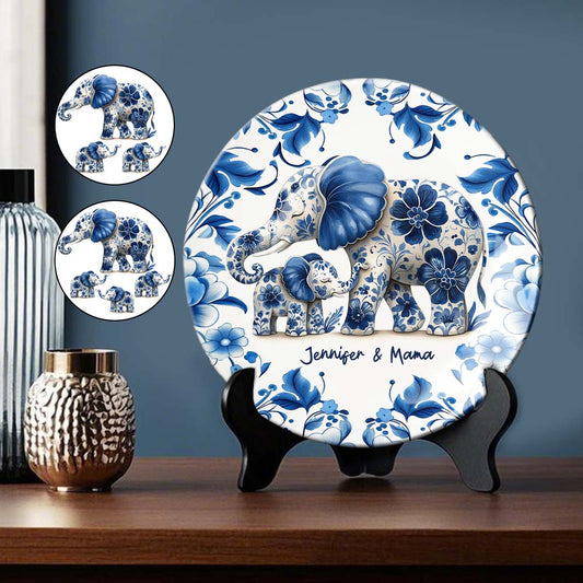 Elephant Mama - Personalized Mother Ceramic Round Plate