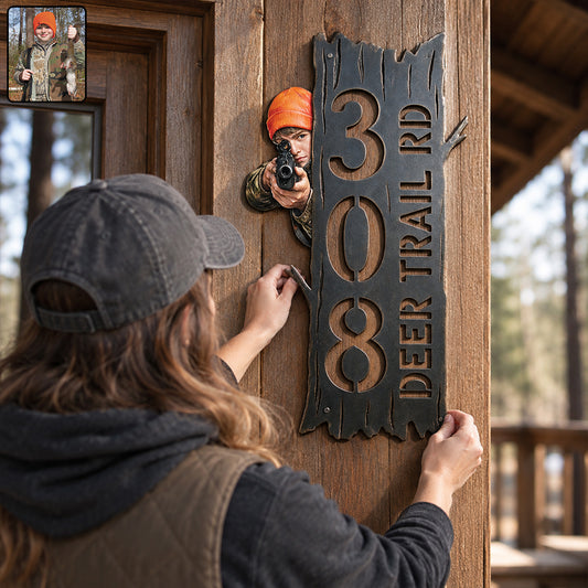 Hunting Lodge - Personalized Hunting 3D Printed Cut Metal Sign