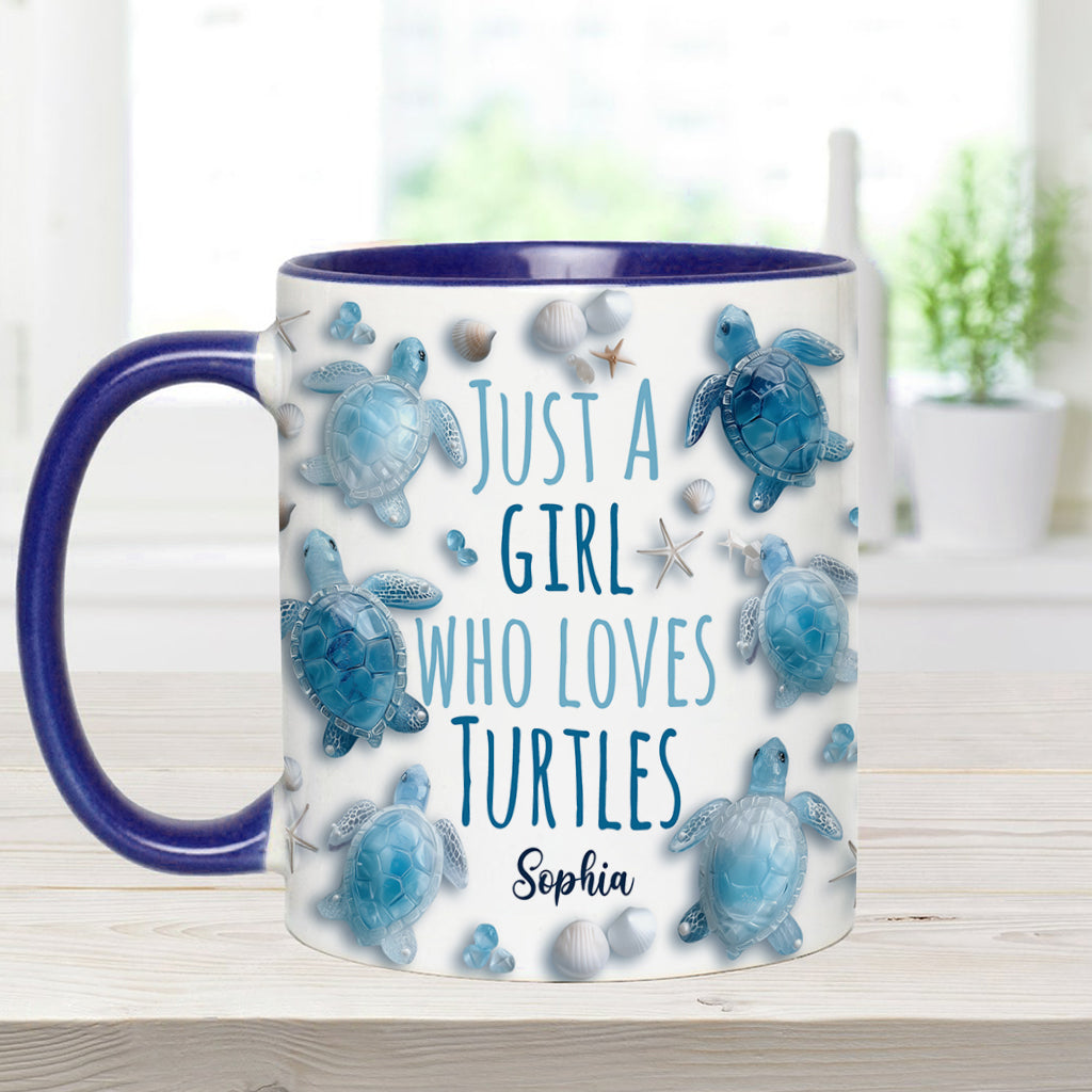 Just A Girl Who Loves Turtles - Personalized Turtle Accent Mug