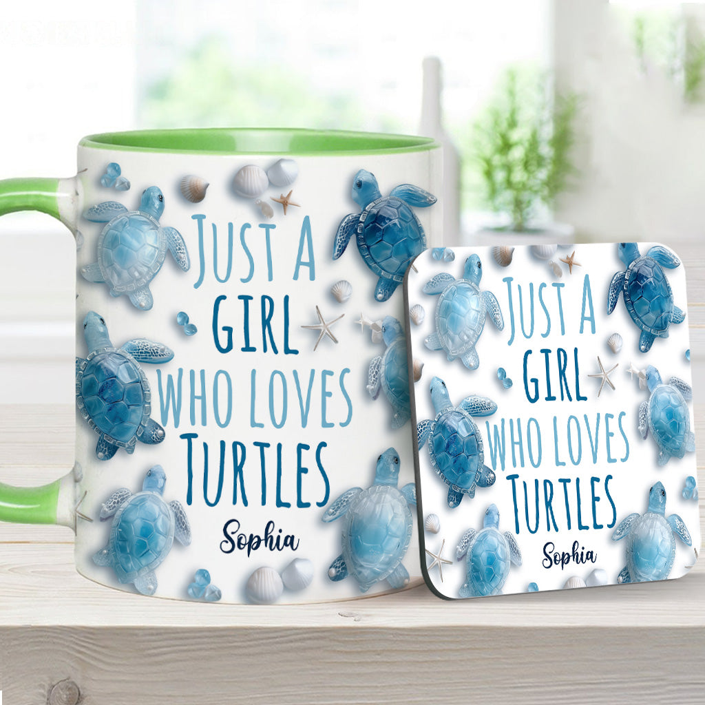 Just A Girl Who Loves Turtles - Personalized Turtle Accent Mug