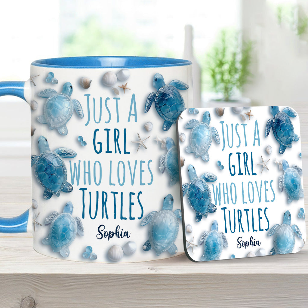 Just A Girl Who Loves Turtles - Personalized Turtle Accent Mug