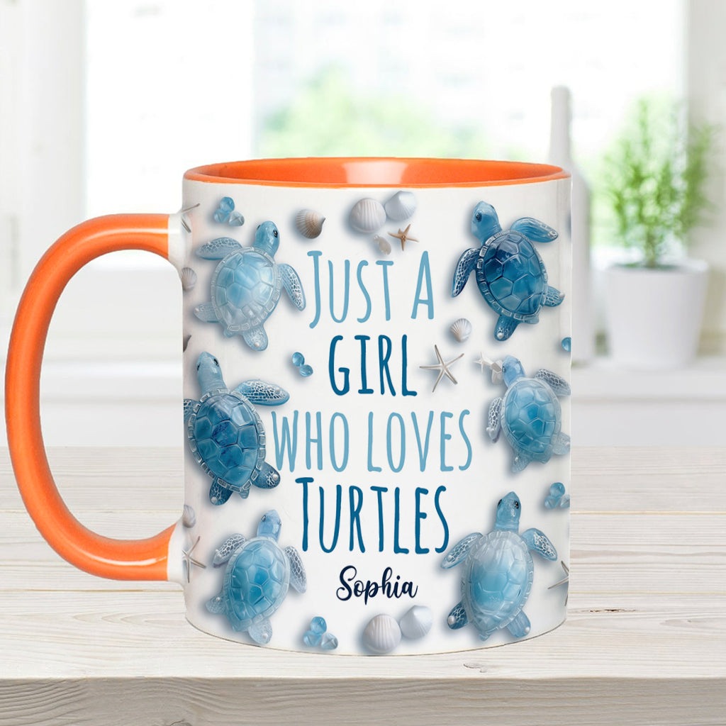 Just A Girl Who Loves Turtles - Personalized Turtle Accent Mug