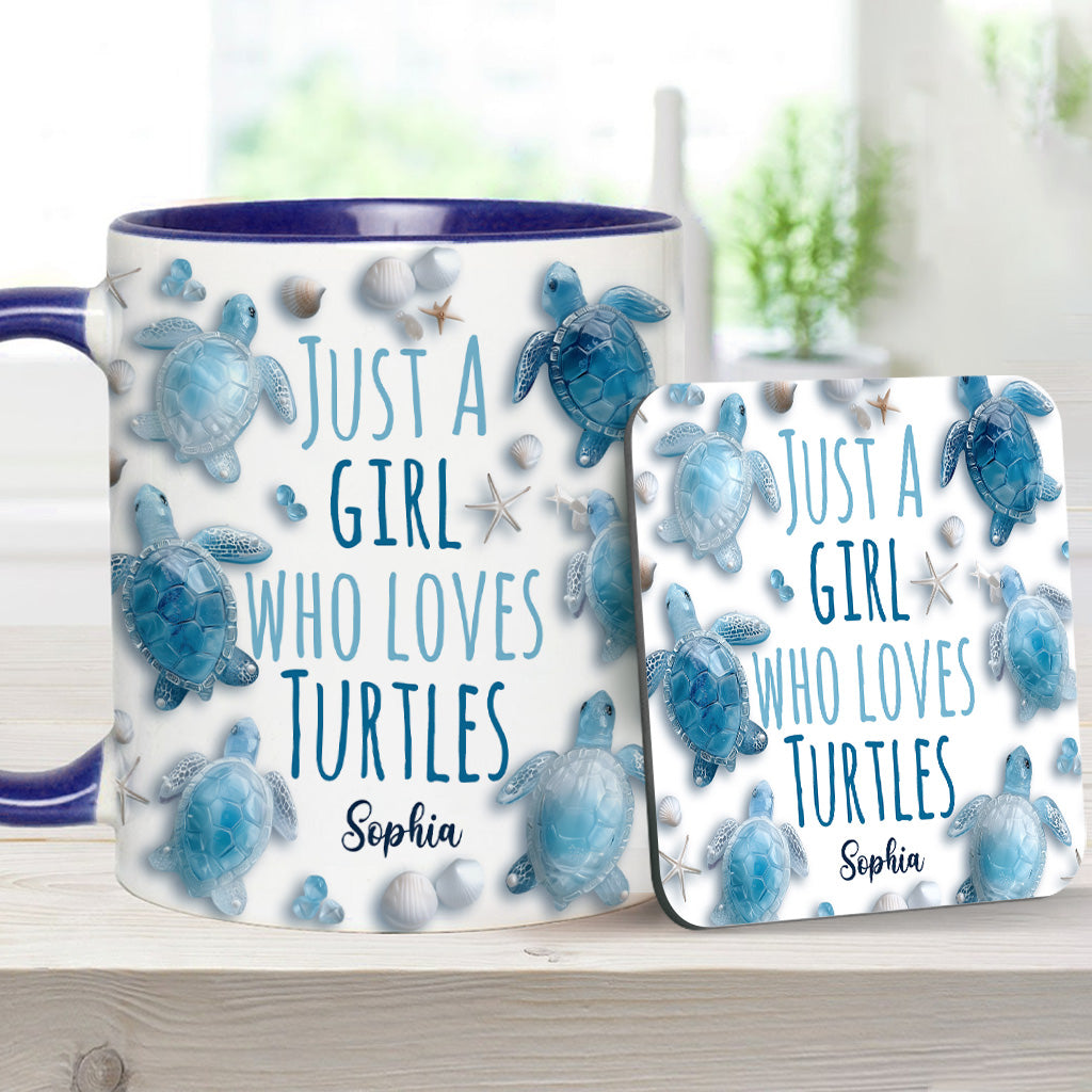 Just A Girl Who Loves Turtles - Personalized Turtle Accent Mug