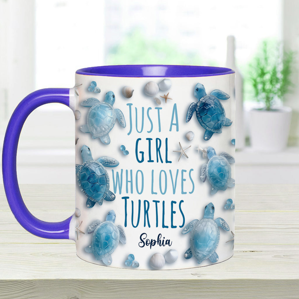 Just A Girl Who Loves Turtles - Personalized Turtle Accent Mug