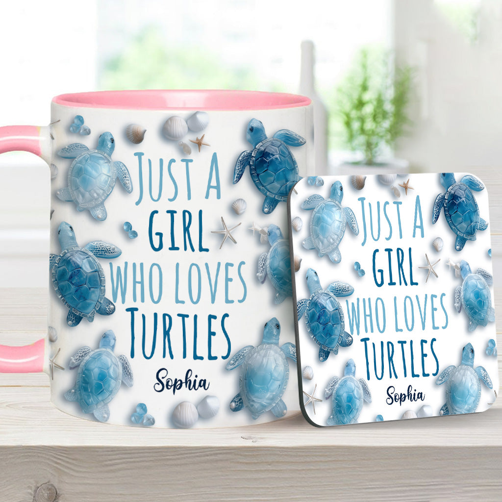 Just A Girl Who Loves Turtles - Personalized Turtle Accent Mug
