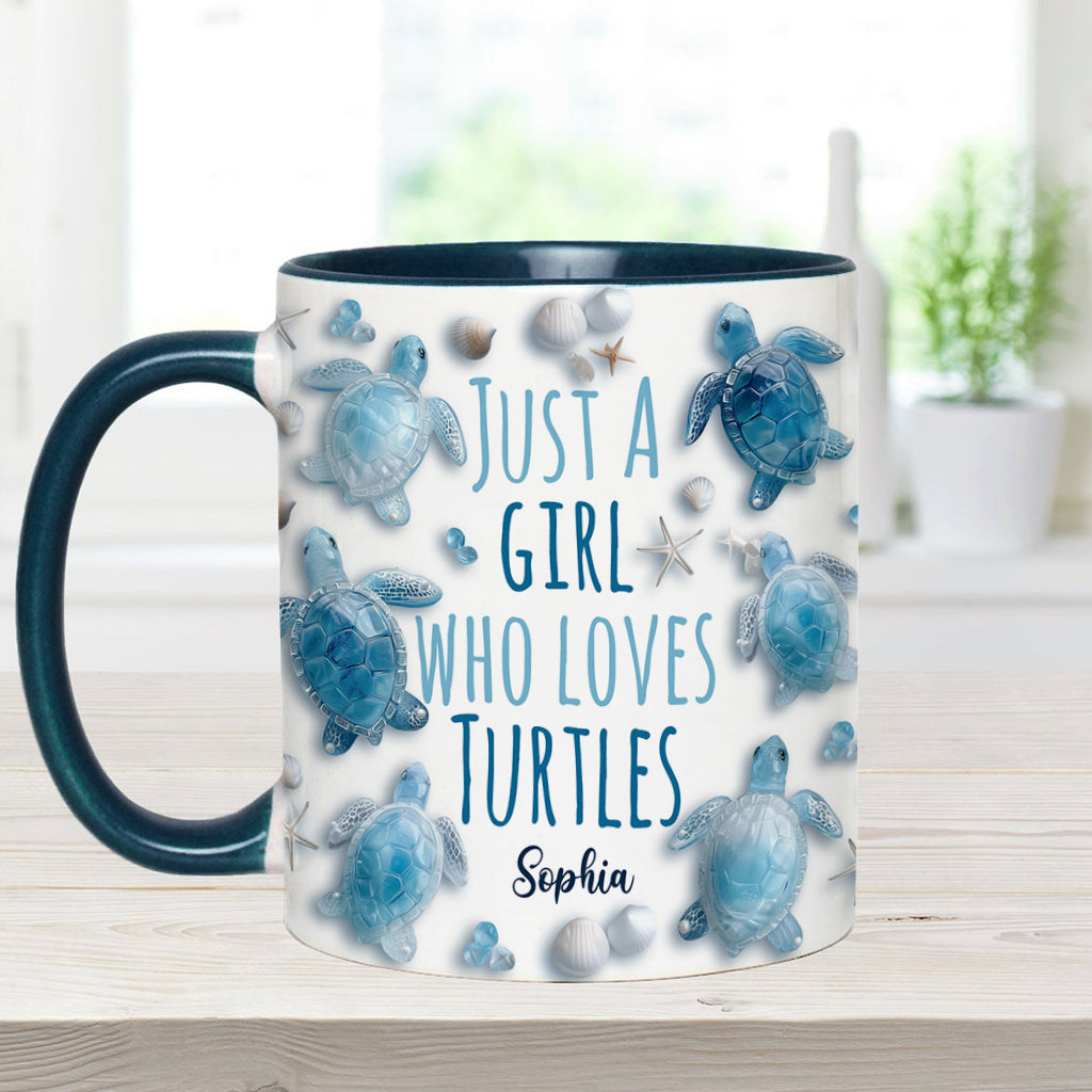 Just A Girl Who Loves Turtles - Personalized Turtle Accent Mug