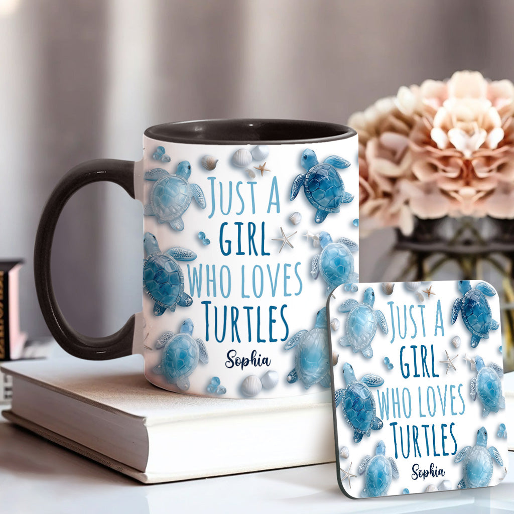 Just A Girl Who Loves Turtles - Personalized Turtle Accent Mug