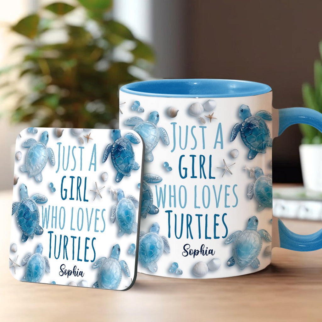 Just A Girl Who Loves Turtles - Personalized Turtle Accent Mug