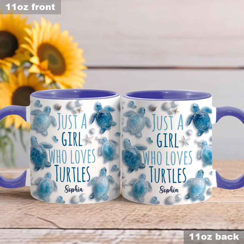 Just A Girl Who Loves Turtles - Personalized Turtle Accent Mug