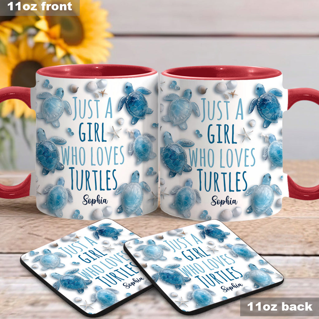 Just A Girl Who Loves Turtles - Personalized Turtle Accent Mug