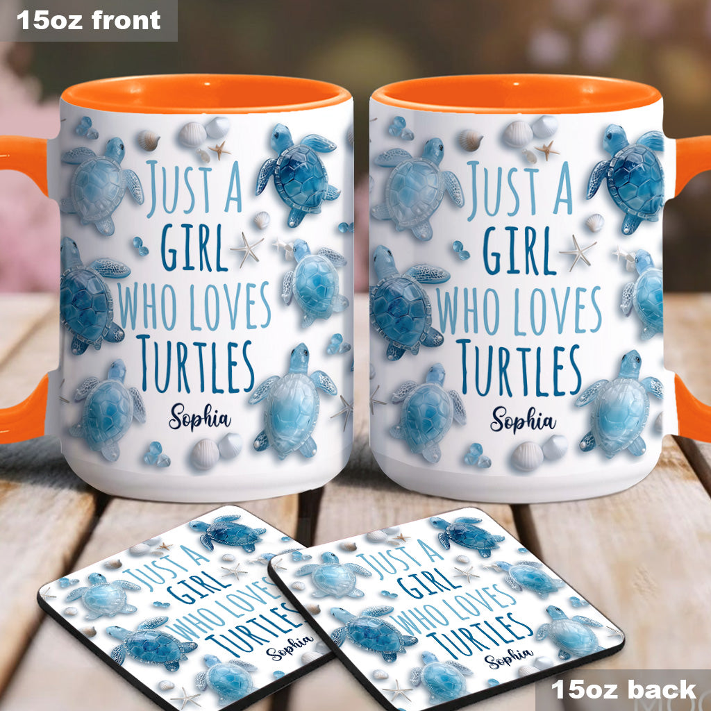 Just A Girl Who Loves Turtles - Personalized Turtle Accent Mug