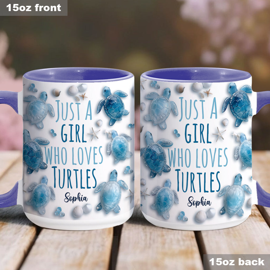 Just A Girl Who Loves Turtles - Personalized Turtle Accent Mug