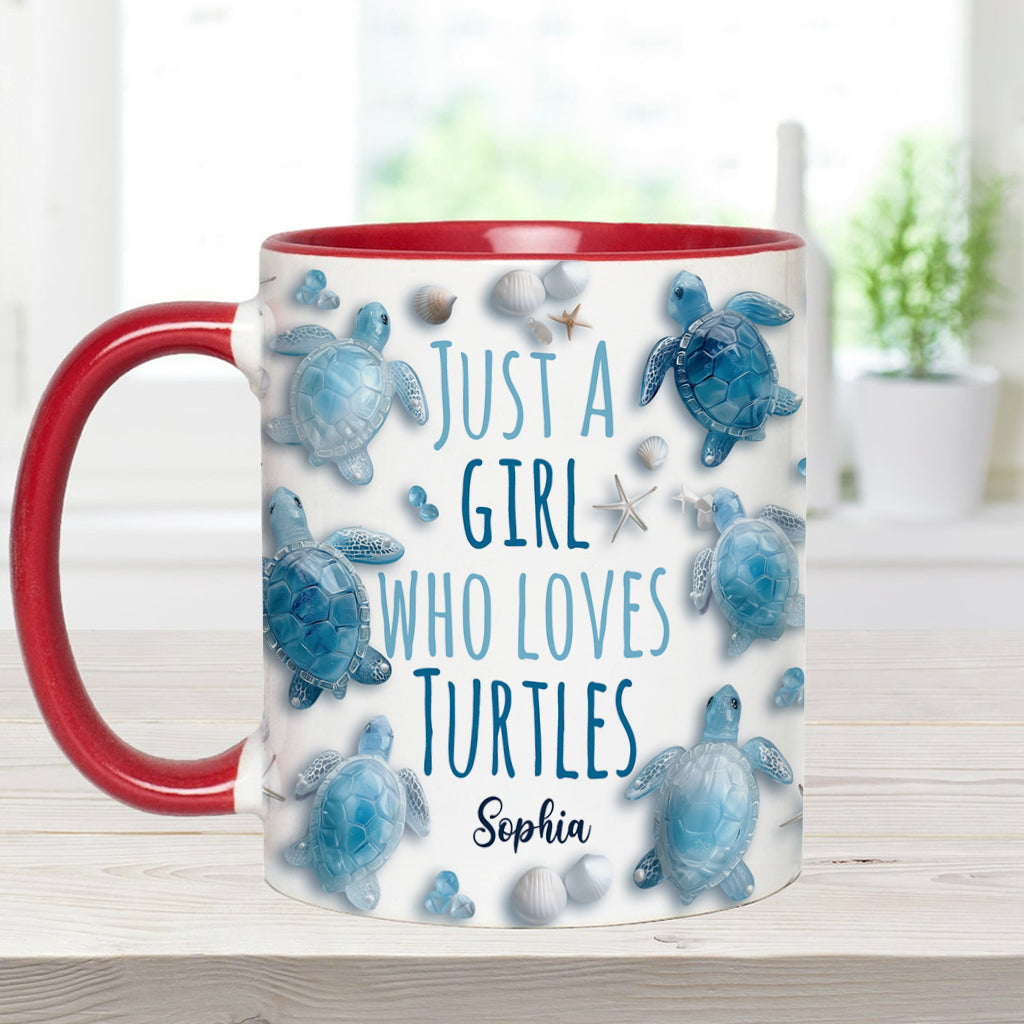 Just A Girl Who Loves Turtles - Personalized Turtle Accent Mug